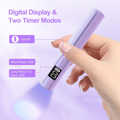 Mini Lampe UV Ongles Gel, Petite Lampe À Ongles Led UV, Séchage Ultra Rapide USB Portable Lampe UV Pour Gel Pose Americaine, Vernis Semi Permanent, Violet