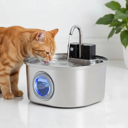 Fontaine Eau Chat Sans Fil En Inox Avec Capteur Intelligent - Purrh20™