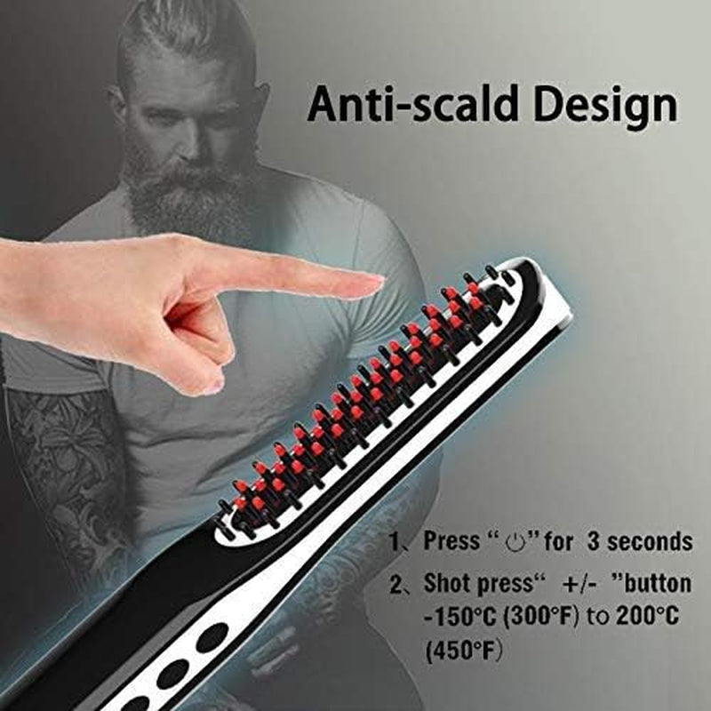 Lisseur Barbe, Brosse Lissante Chauffante Avec Sans Fil/Anti-Brûlure/Mise Hors Tension Automatique/Températures Ajustables/Taille Mini Pour Voyager/Maison