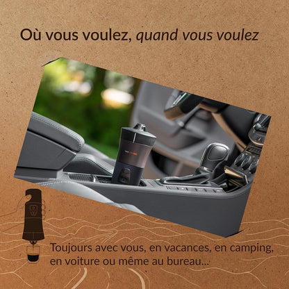 – Handcoffee Auto Set 21002 | Pack Avec Machine a Café/Sac De Transport/Tasse/Serviette | Cafetiere 12V Pour Dosette Senseo - Cafetiere Allume Cigare - Cafetière Voiture, Camping-Car