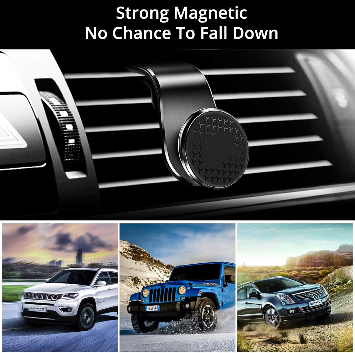 Support Telephone Voiture Magnetique,Support Voiture Auto Universel Rotation 360° Aimant Telephone Voiture Et Un Bouton De Libération Pour Smartphones Et GPS 4.7-6.7 Pouces - Noir