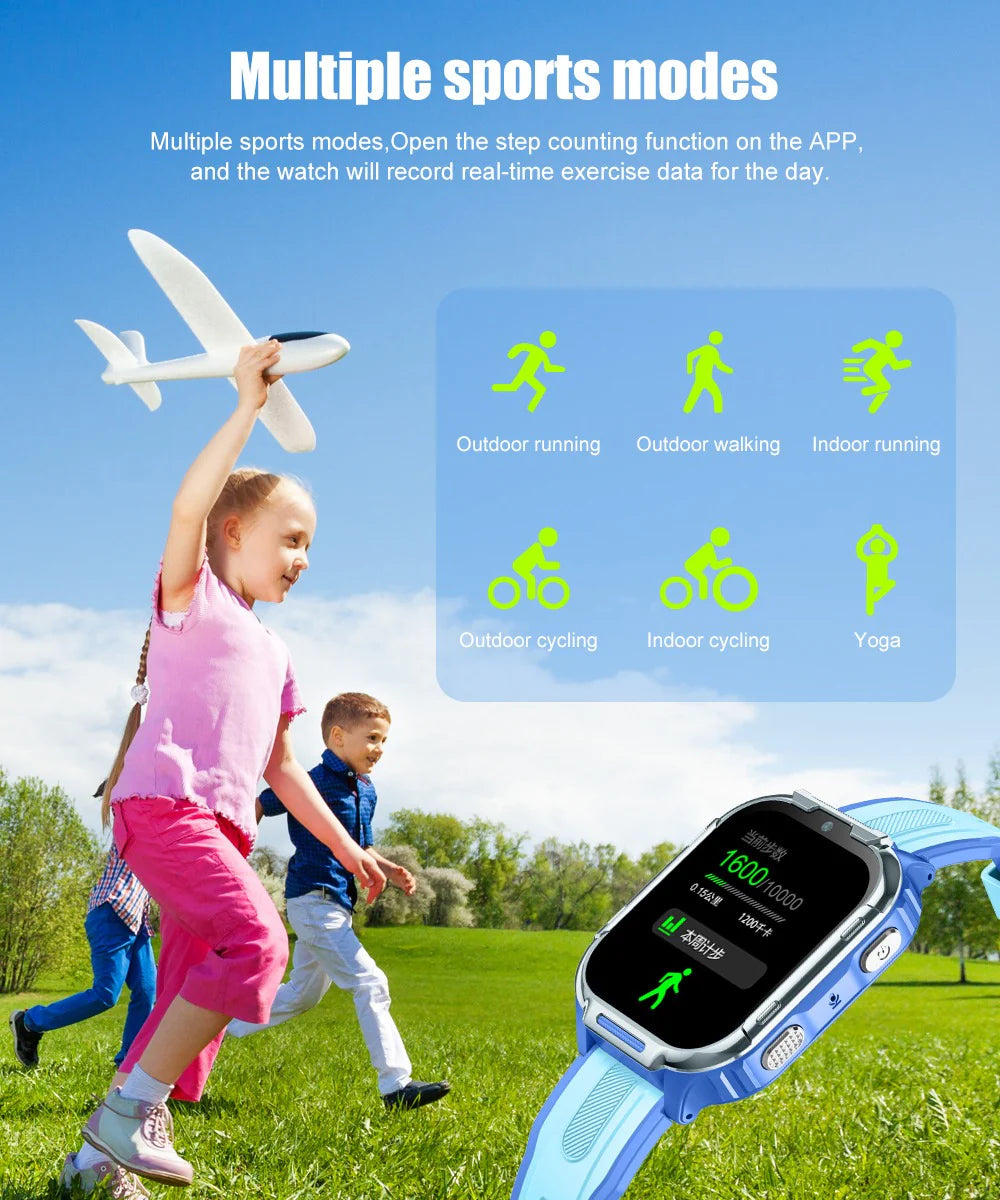 D55 Kids Smartwatch Android with GPS Tracker SIM Card Child Smart Watch for Calling, Location Tracking Safety Monitoring Smartwatch for Boys and Girls