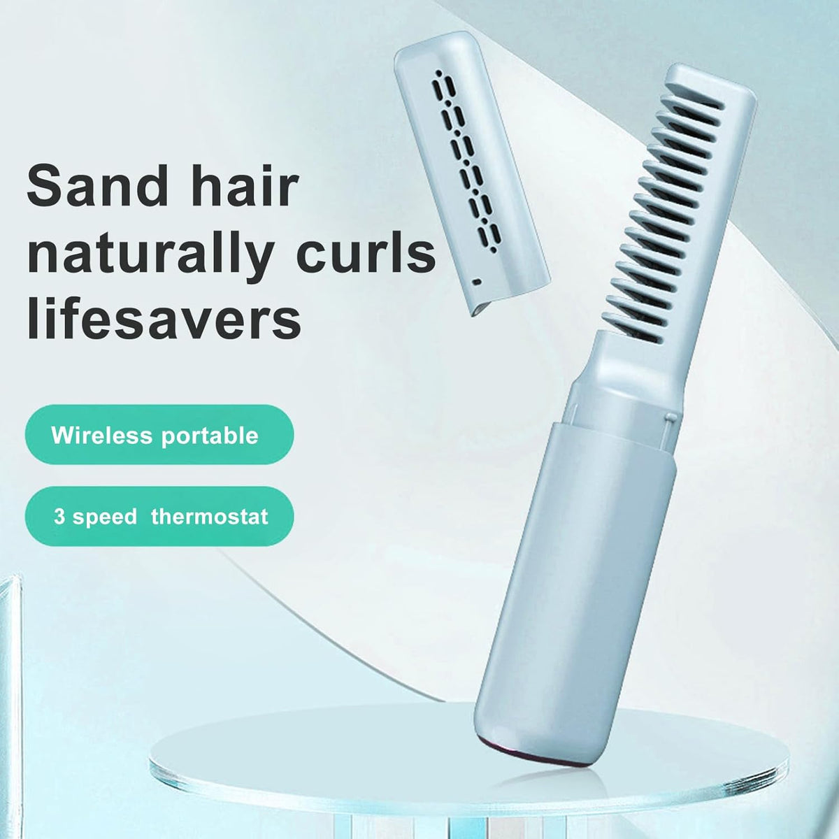 Peigne À Lisser Les Cheveux, 3 Températures Réglables Brosse À Lisser Les Cheveux Sans Fil Rechargeable, Brosse Lissante Portative Pour Femmes, Outil Peigne Coiffure À Sertir