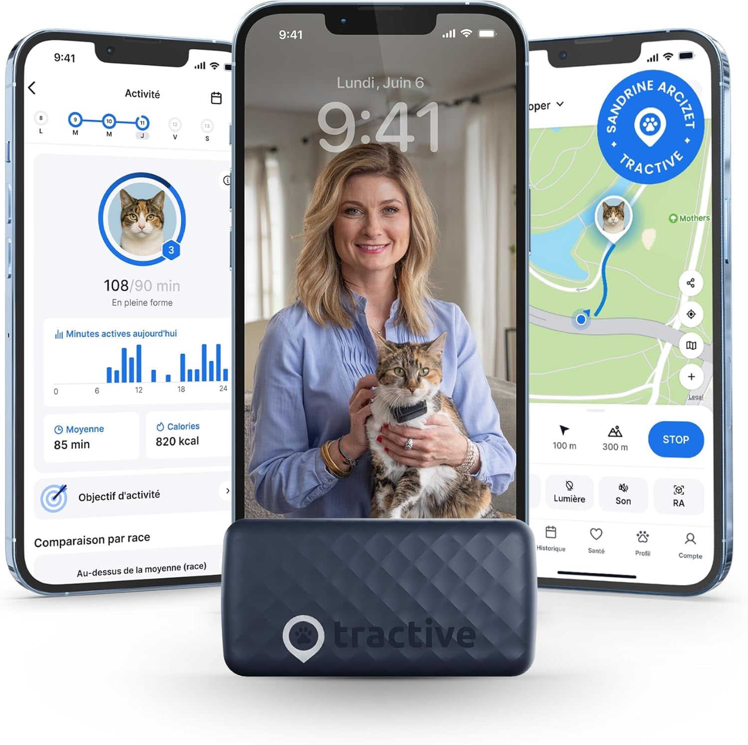 – Collier GPS Chat Connecté Mini | N° 1 Des GPS Pour Chats | Localisation GPS En Direct | Historique De Localisation Et Fonction Territoire | Collier De Sécurité Inclus (Bleu Foncé)