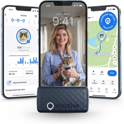 – Collier GPS Chat Connecté Mini | N° 1 Des GPS Pour Chats | Localisation GPS En Direct | Historique De Localisation Et Fonction Territoire | Collier De Sécurité Inclus (Bleu Foncé)