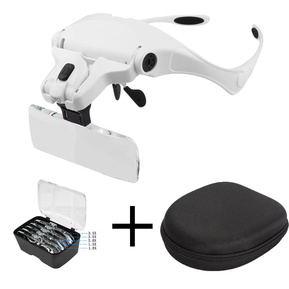 Magnifying Glasses Reading Illuminated Magnifier 1.0X 1.5X 2.0X 2.5X 3.5X 2 Lights Adjustable Head Illuminated Loupe Magnifier