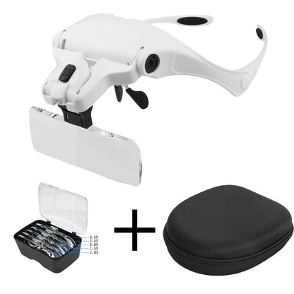 Magnifying Glasses Reading Illuminated Magnifier 1.0X 1.5X 2.0X 2.5X 3.5X 2 Lights Adjustable Head Illuminated Loupe Magnifier