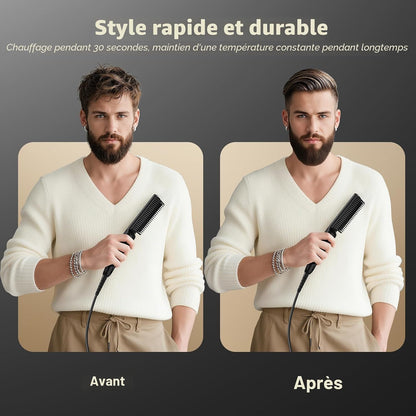 Lisseur Barbe Homme, Mini Lisseur Cheveux, Brosse Chauffante 30S | Peigne À Cheveux Ionique, Lisseur Chauffant Pour Coiffer Barbe Longue Et Courte, Brosse Rapide Pour Cheveux Et Barbe