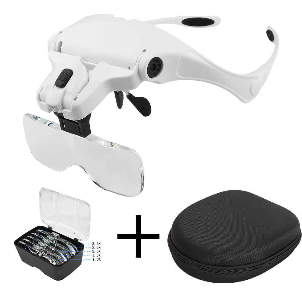 Magnifying Glasses Reading Illuminated Magnifier 1.0X 1.5X 2.0X 2.5X 3.5X 2 Lights Adjustable Head Illuminated Loupe Magnifier