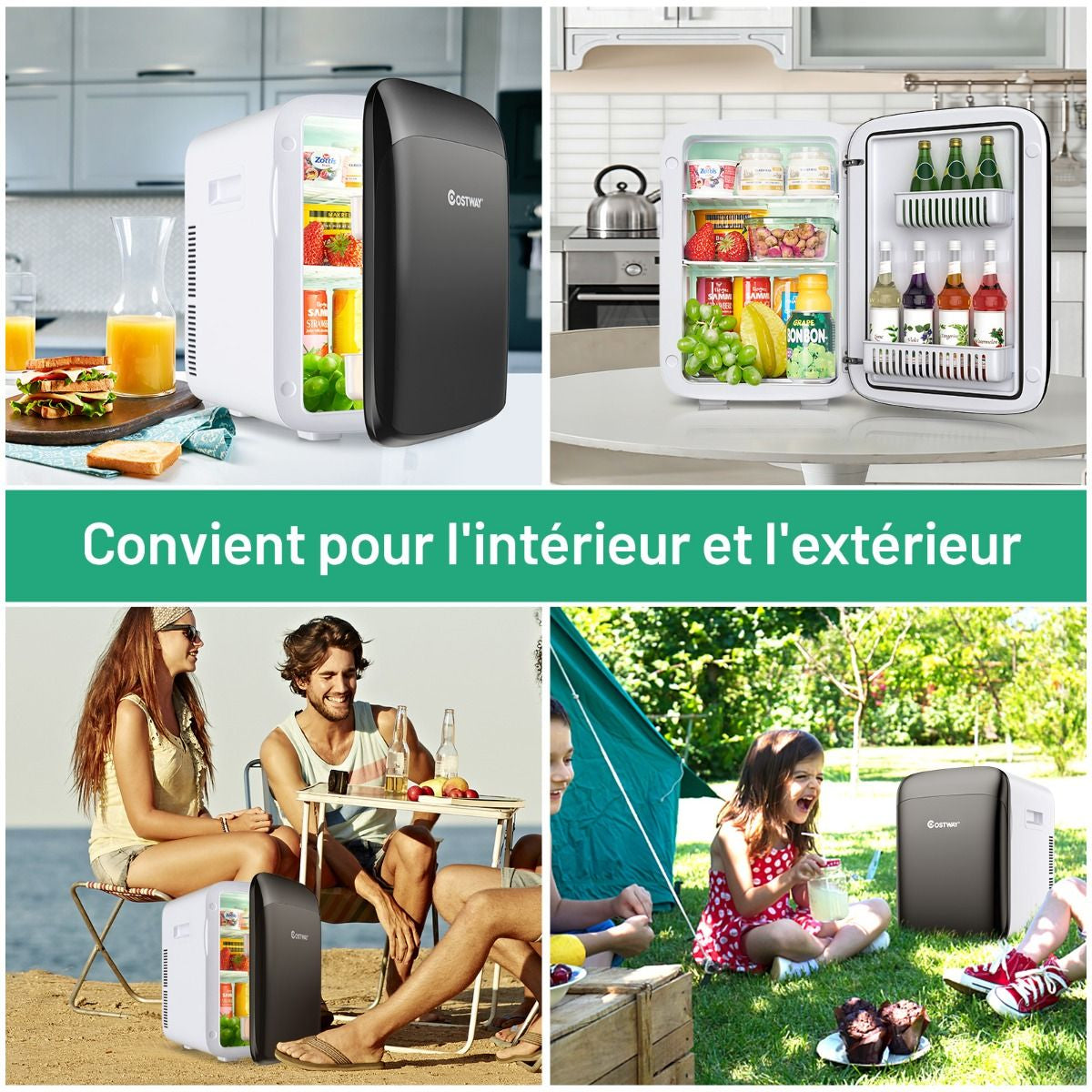 Mini Réfrigérateur 15L 2 En 1 Mini Frigo Portable Fonction De Refroidissement Et De Chauffage Blanc/Noir