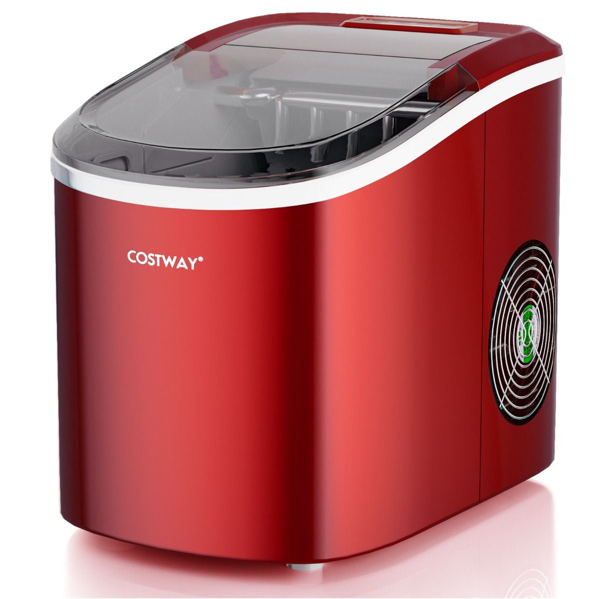 Machine À Glaçons Portable 12 Kg/24H 2 Formats De Glaçons 6-13 Minutes Réservoir D'Eau 2,2 L Avec Pelle Panier Amovible Argenté/Rouge