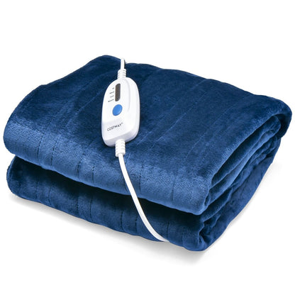 Couverture Chauffante Électrique 130X180Cm 4 Niveaux De Chauffage Télécommande Minuterie D'Arrêt Automatique 8H Couverture En Flanelle 5 Couleurs Au Choix