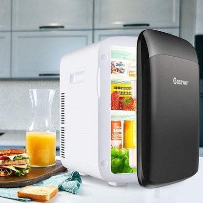 Mini Réfrigérateur 15L 2 En 1 Mini Frigo Portable Fonction De Refroidissement Et De Chauffage Blanc/Noir