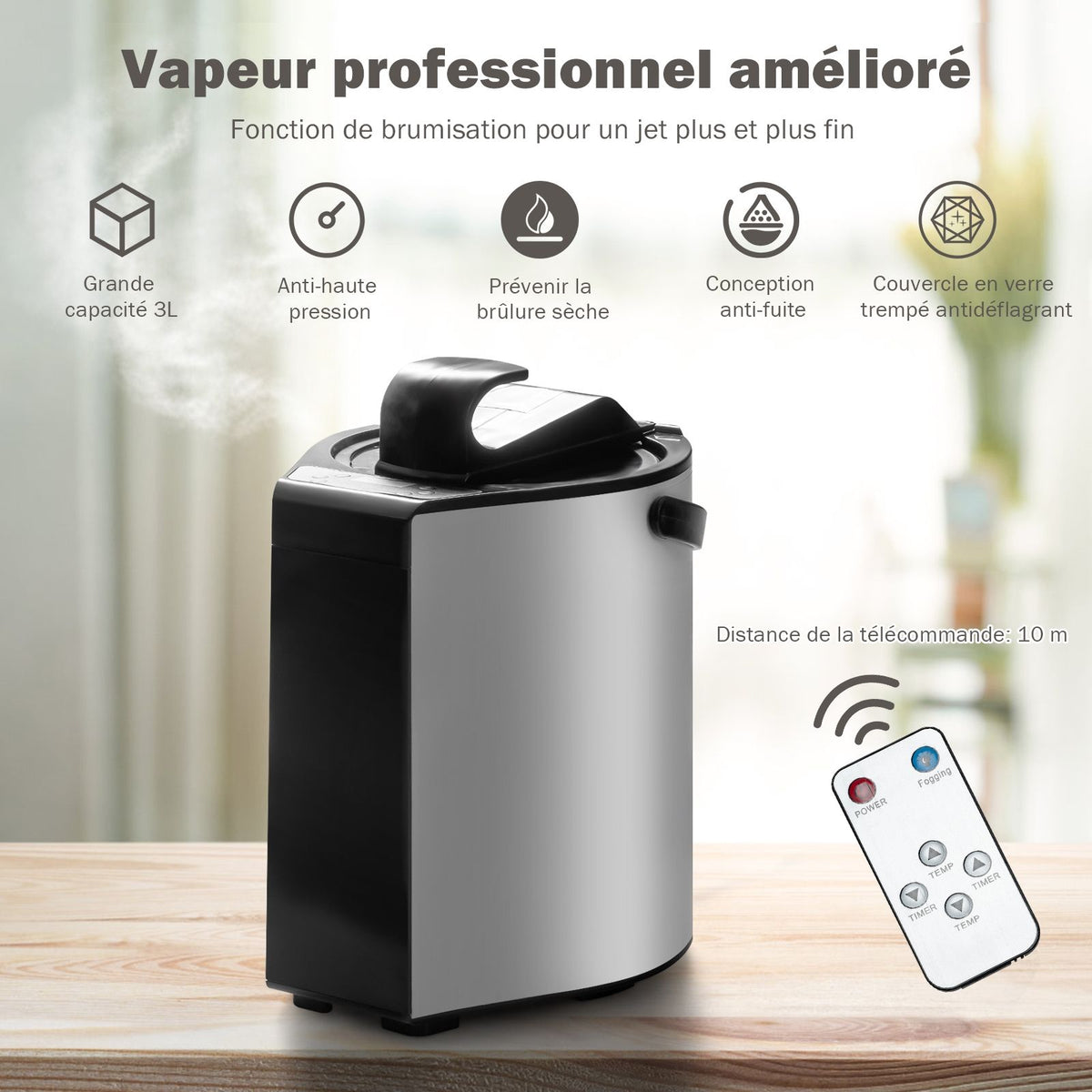 Cabine De Sauna Portable Pliable 3L Avec Télécommande 9 Options De Minuterie Fonction De Vaporisation Puissance 1000 W Noir/Gris/Argent