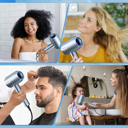 Sèche-Cheveux Ionique Professionnel 2300W, 3 Réglages De Chaleur, Pour La Maison, Le Salon Et Les Voyages - Avec Accessoires