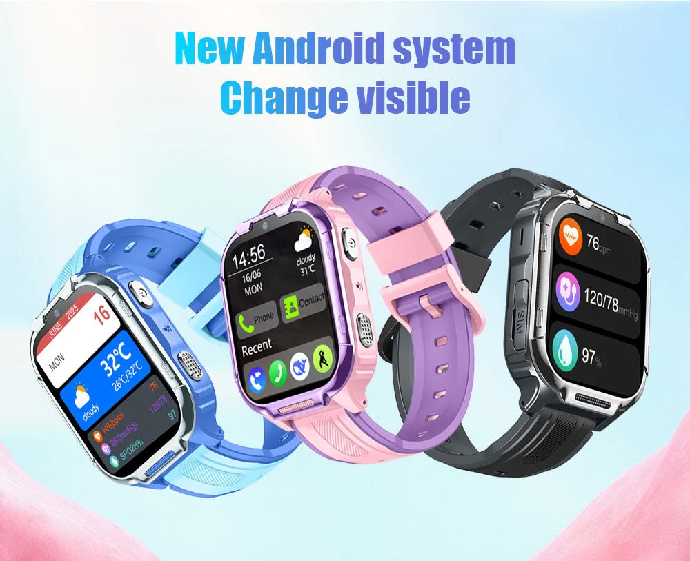 D55 Kids Smartwatch Android with GPS Tracker SIM Card Child Smart Watch for Calling, Location Tracking Safety Monitoring Smartwatch for Boys and Girls
