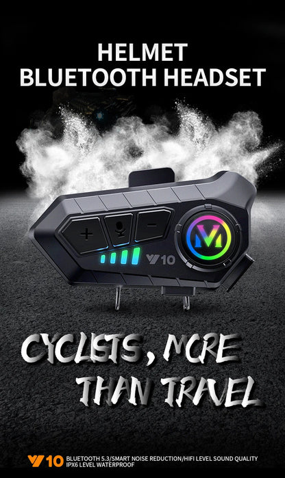 Helmet Headset Bluetooth5.3 Earphone IPX6 Waterproof MP3 Player HD Sound Moto Wireless Headphone with Mic Motorcycle Accessories