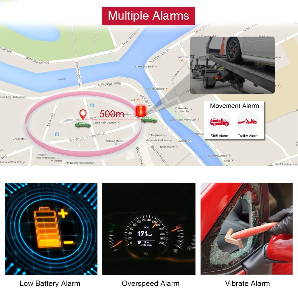 Traceur GPS Voiture Tracker 5 Mois En Veille Plusieurs Alarmes Intelligentes Étanche Avec Aimant Antivol APP Aucun Abonnement Requis 6 Mois Historique De Navigation Adapté Aux GPS Poids Lourds TK905B