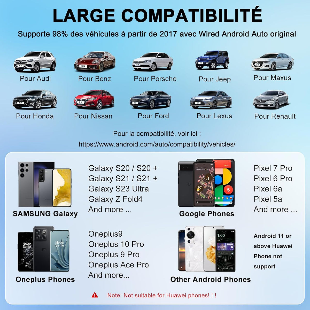 Adapter Android Sans Fil Pour Auto - Brancher & Jouer, Convertir Android Auto Filaire En Sans Fil