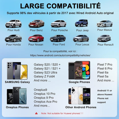 Adapter Android Sans Fil Pour Auto - Brancher & Jouer, Convertir Android Auto Filaire En Sans Fil