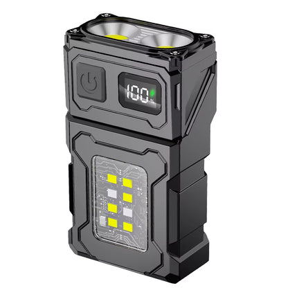 Multifunctional COB Flashlight Ajustable Angle LED Outdoor Torch Portable Keychain Light Magnetic Camping Warning Lamp