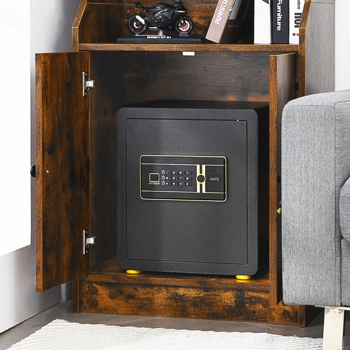 Coffre-Fort De Sécurité Électronique 36 X 31 X 41 CM 46 L Système D'Alarme Clavier Numérique 4 Clés
