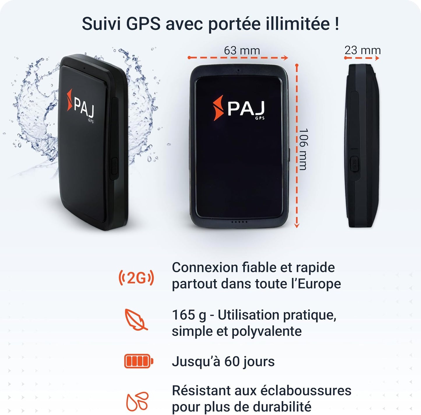 Allround Finder – Traceur GPS Voiture, Moto, Objets, Personnes Âgées Et Enfants– Tracker GPS En Temps Réel– Autonomie De 20 À 60 Jours (Mode Veille)