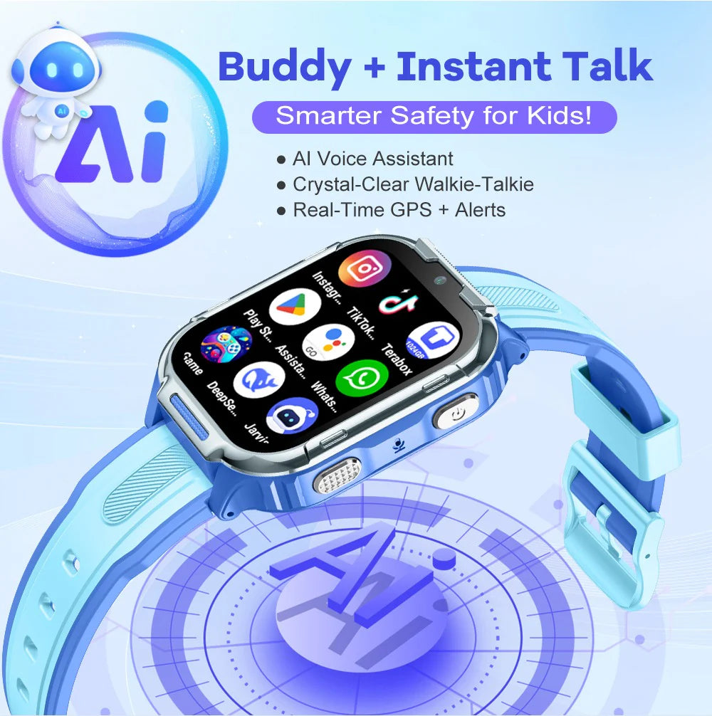 D55 Kids Smartwatch Android with GPS Tracker SIM Card Child Smart Watch for Calling, Location Tracking Safety Monitoring Smartwatch for Boys and Girls
