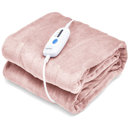 Couverture Chauffante Électrique 130X180Cm 4 Niveaux De Chauffage Télécommande Minuterie D'Arrêt Automatique 8H Couverture En Flanelle 5 Couleurs Au Choix