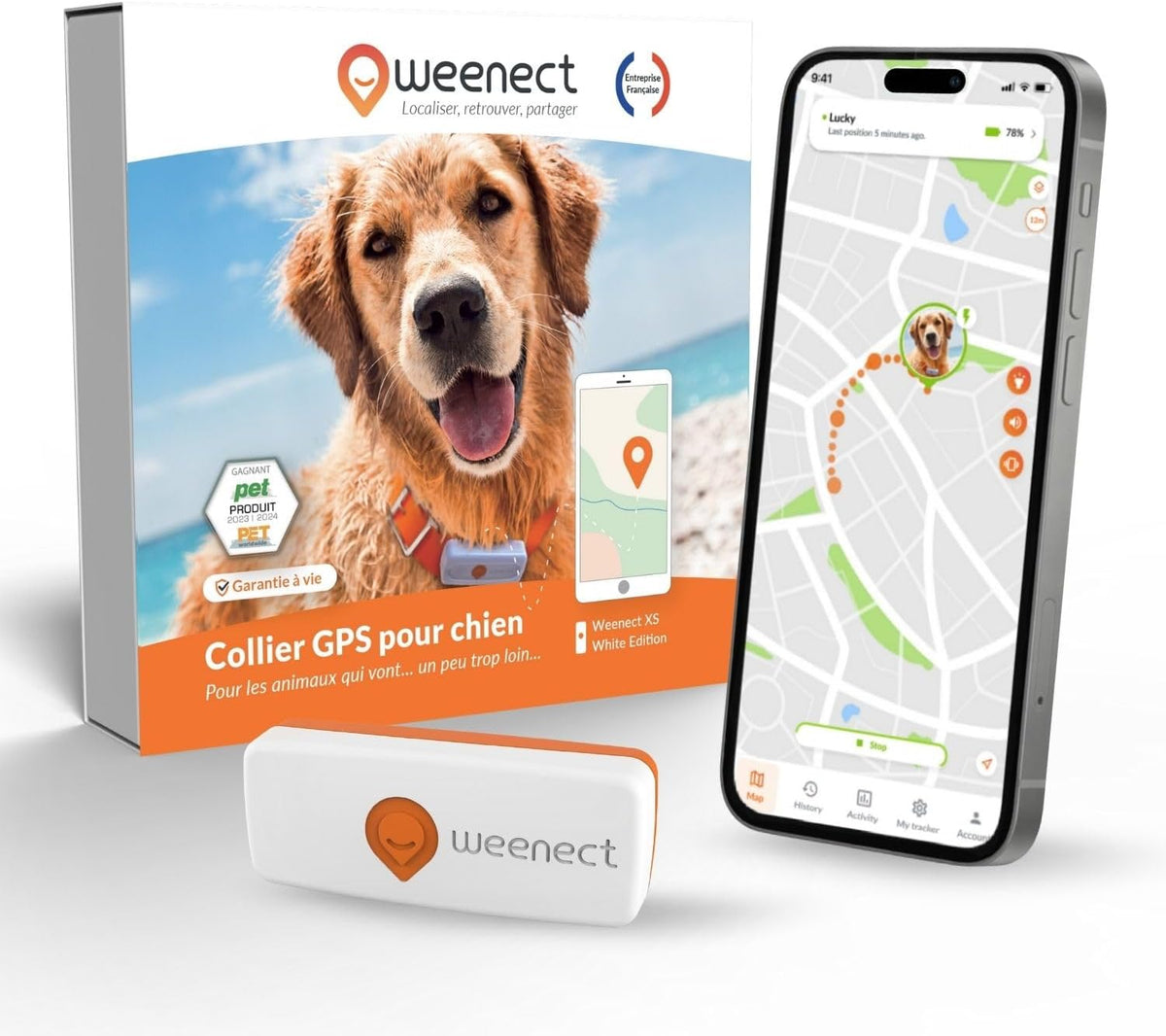 Chien XS - Mini Traceur GPS Pour Chien | Suivi En Temps Réel | Etanche | plus Petit Modèle Du Marché | Abonnement Requis | Garantie À Vie