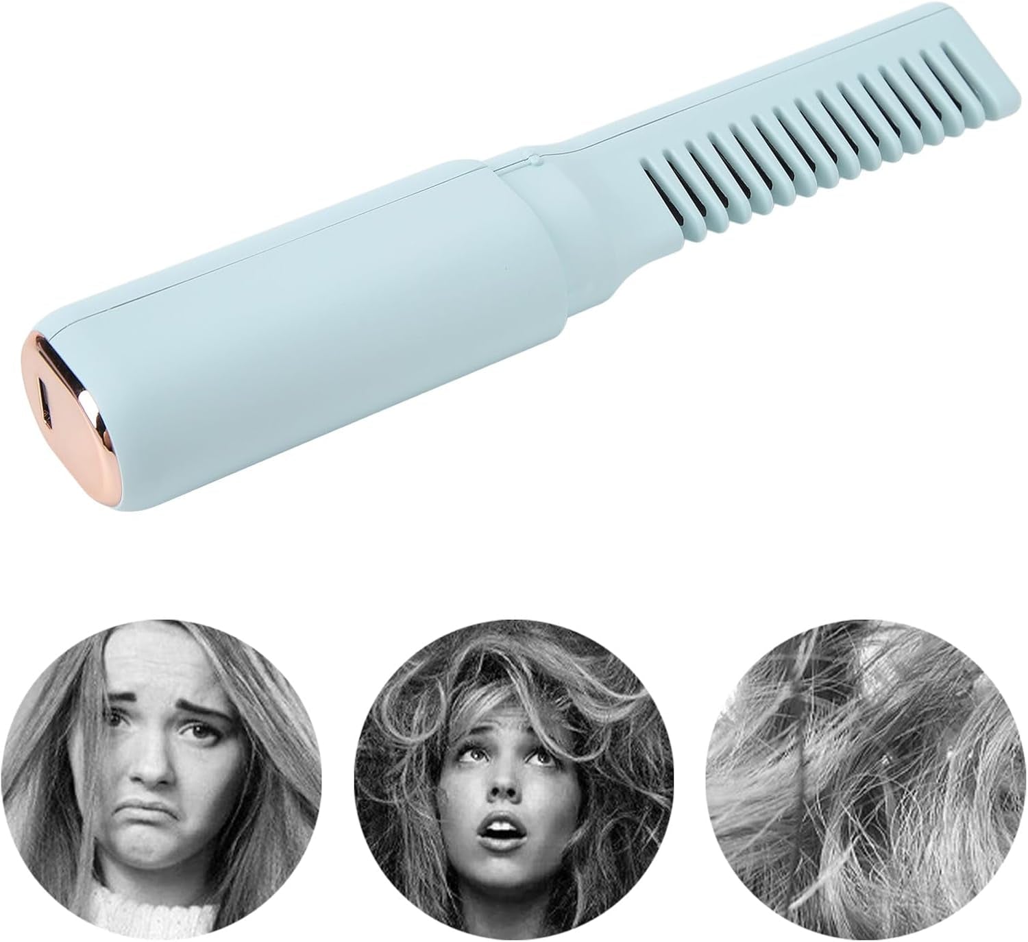 Peigne À Lisser Les Cheveux, 3 Températures Réglables Brosse À Lisser Les Cheveux Sans Fil Rechargeable, Brosse Lissante Portative Pour Femmes, Outil Peigne Coiffure À Sertir