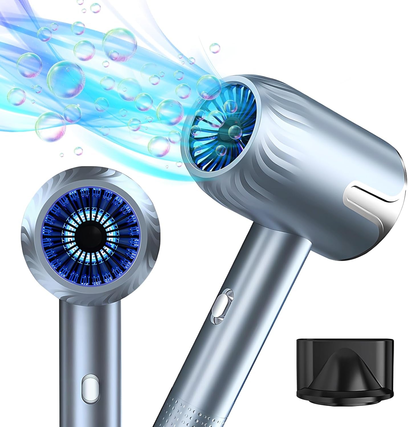 Sèche-Cheveux Ionique Professionnel 2300W, 3 Réglages De Chaleur, Pour La Maison, Le Salon Et Les Voyages - Avec Accessoires