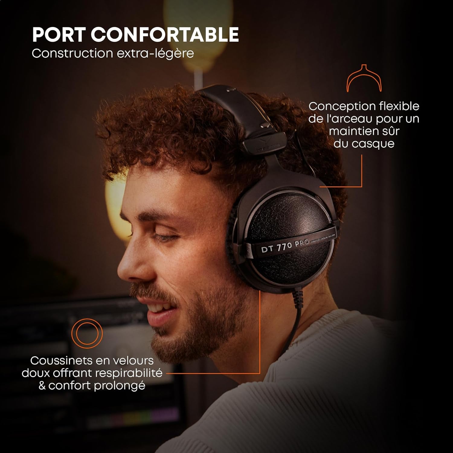 DT 770 Pro 80 Ohm Noir Édition Limitée Fermée, Câblée Pour L'Enregistrement Et Le Monitoring Professionnels
