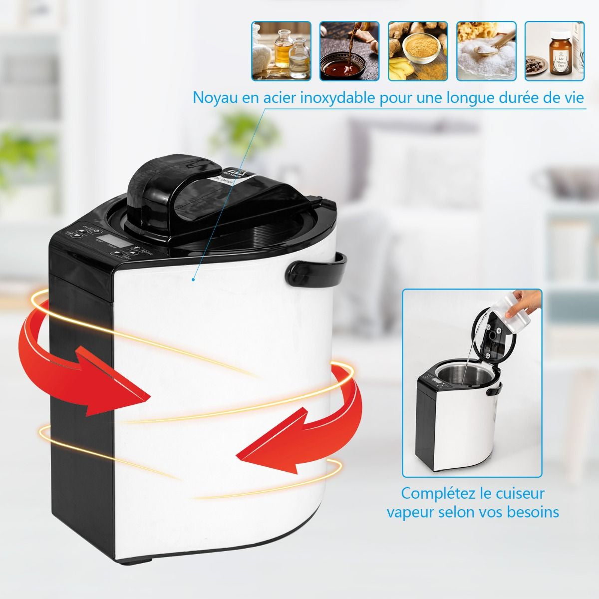 Cabine De Sauna Portable Pliable 3L Avec Télécommande 9 Options De Minuterie Fonction De Vaporisation Puissance 1000 W Noir/Gris/Argent