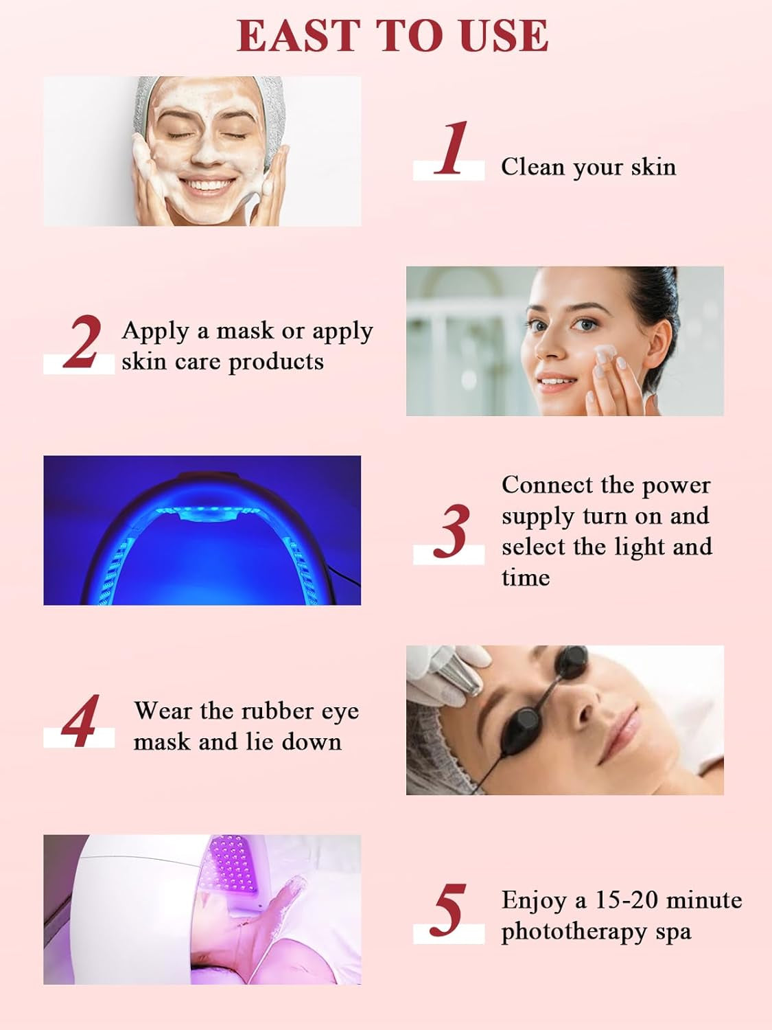 Masque Luminothérapie Visage, 7 Couleurs Led Visage Avec Infrarouge | Amovible Masque Facial LED Avec Fonction Spray, 170 Perles LED, Fonction De Circulation Pour Femme Anti-Âge Rajeunissement