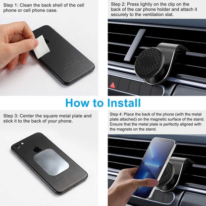 Support Telephone Voiture Magnetique,Support Voiture Auto Universel Rotation 360° Aimant Telephone Voiture Et Un Bouton De Libération Pour Smartphones Et GPS 4.7-6.7 Pouces - Noir