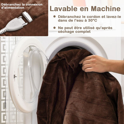 Couverture Chauffante Électrique 130X180Cm 4 Niveaux De Chauffage Télécommande Minuterie D'Arrêt Automatique 8H Couverture En Flanelle 5 Couleurs Au Choix