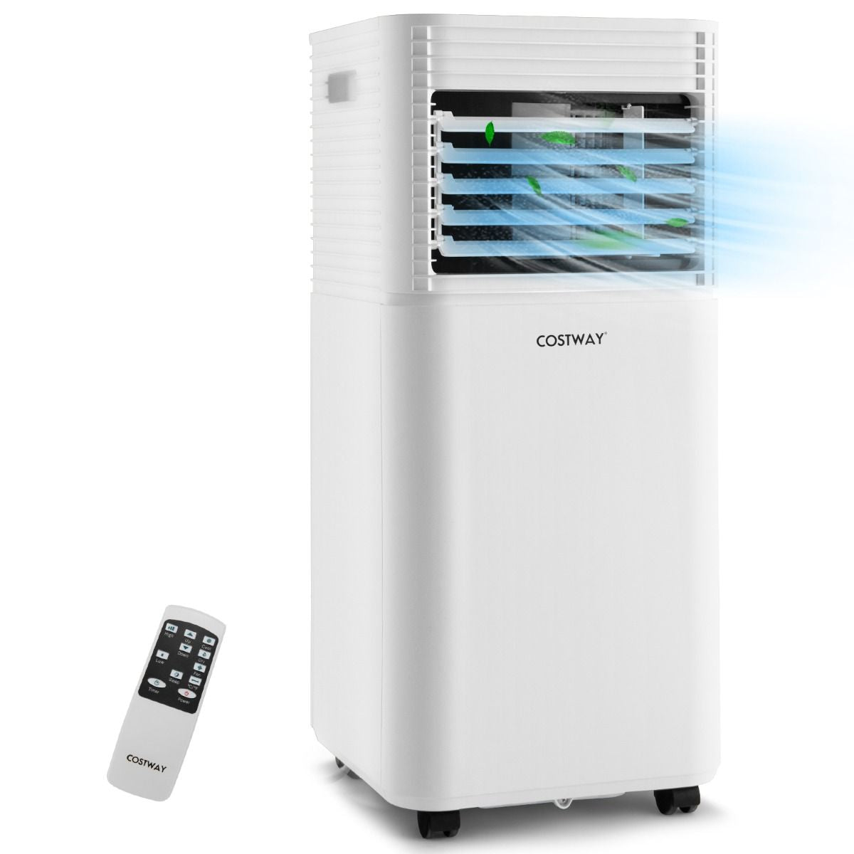 Climatiseur Mobile 4 En 1 Refroidissement Déshumidification Ventilateur 9000BTU 2 Vitesses Mode Veille Minuterie 24 H Blanc/Noir