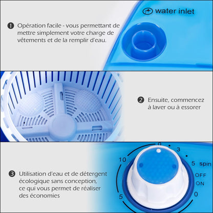 Mini Machine À Laver Avec Essoreuse À Cuve Unique 2,5 KG Portable Avec Fonction De Chronométrage