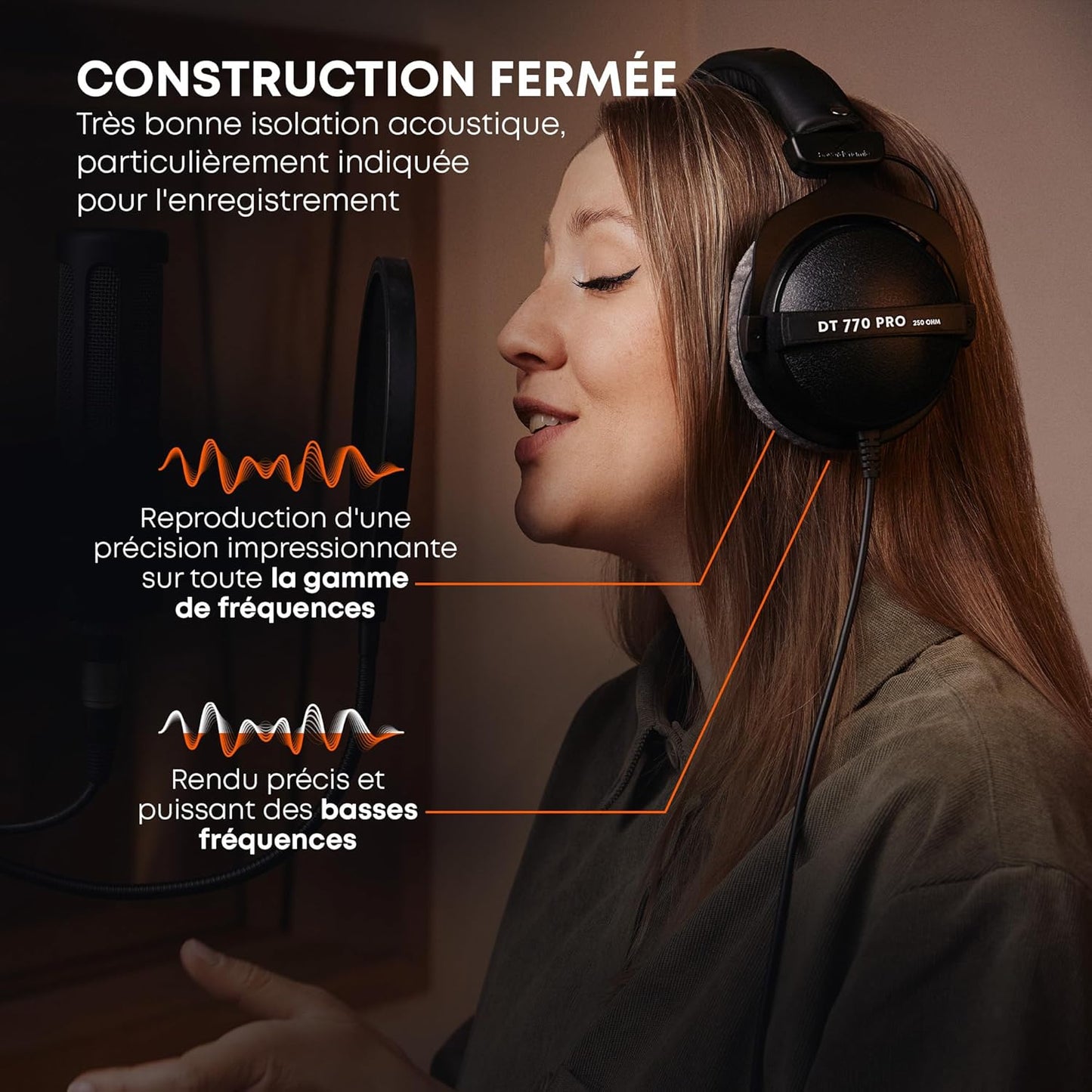 DT 770 Pro 80 Ohm Noir Édition Limitée Fermée, Câblée Pour L'Enregistrement Et Le Monitoring Professionnels