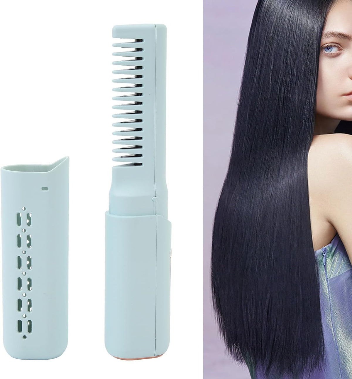 Peigne À Lisser Les Cheveux, 3 Températures Réglables Brosse À Lisser Les Cheveux Sans Fil Rechargeable, Brosse Lissante Portative Pour Femmes, Outil Peigne Coiffure À Sertir