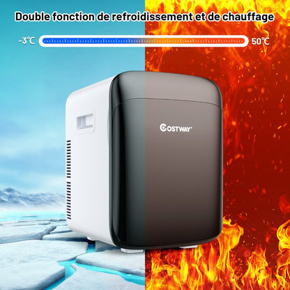 Mini Réfrigérateur 15L 2 En 1 Mini Frigo Portable Fonction De Refroidissement Et De Chauffage Blanc/Noir