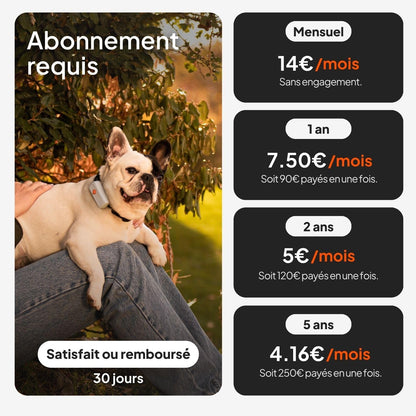 Chien XS - Mini Traceur GPS Pour Chien | Suivi En Temps Réel | Etanche | plus Petit Modèle Du Marché | Abonnement Requis | Garantie À Vie