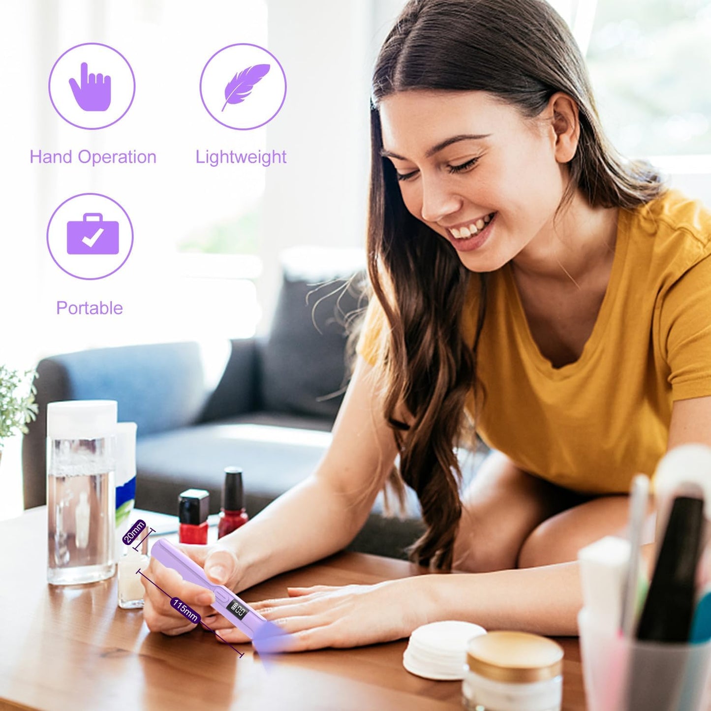 Mini Lampe UV Ongles Gel, Petite Lampe À Ongles Led UV, Séchage Ultra Rapide USB Portable Lampe UV Pour Gel Pose Americaine, Vernis Semi Permanent, Violet