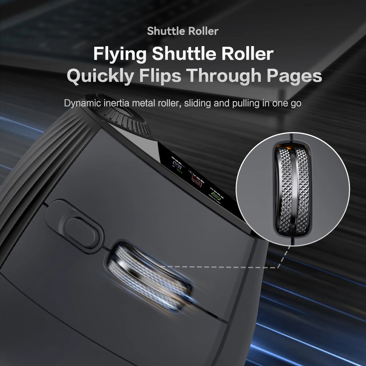 RGB Backlit Speed Roller Wireless Vertical Mouse with Function Adjustment Knob Bluetooth USB Ergonomic Mice Slient Click
