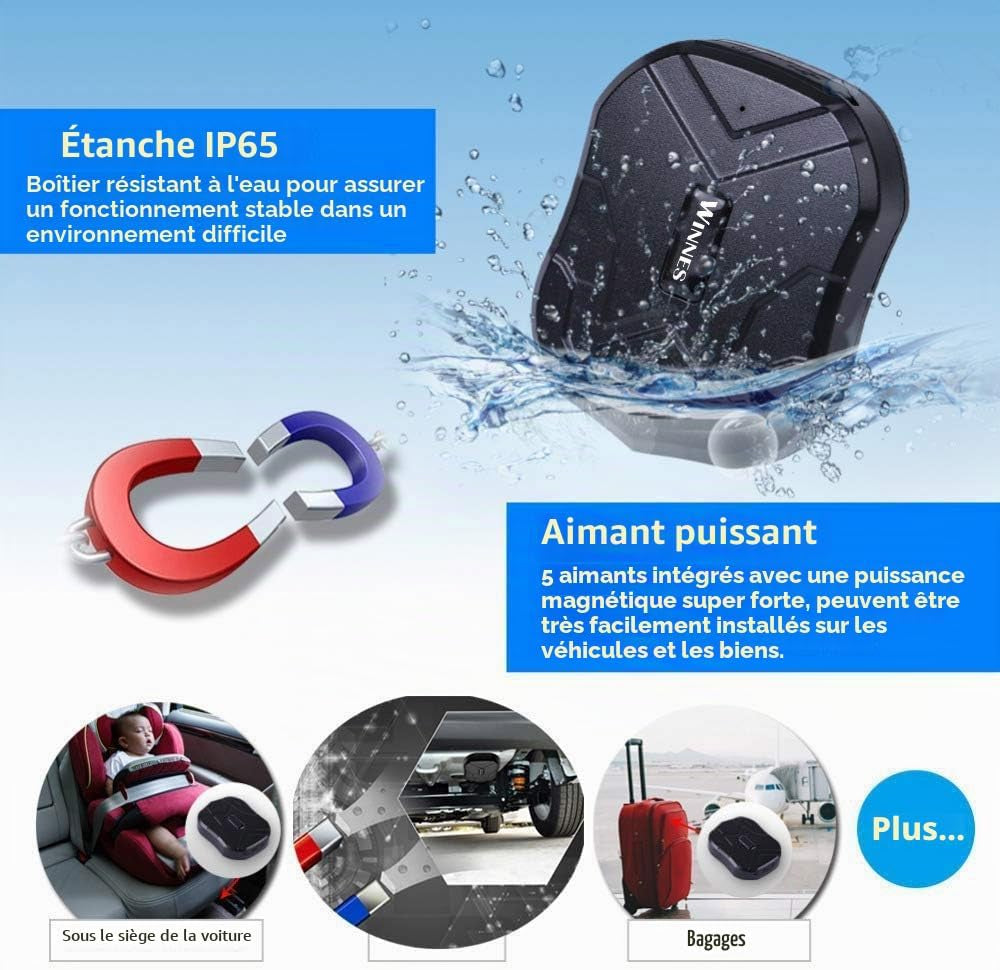 Traceur GPS Voiture Tracker 5 Mois En Veille Plusieurs Alarmes Intelligentes Étanche Avec Aimant Antivol APP Aucun Abonnement Requis 6 Mois Historique De Navigation Adapté Aux GPS Poids Lourds TK905B