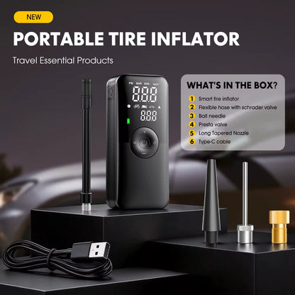 Rechargeable Tire Inflator Digital Cordless Car Tyre Inflator for Motocycle Bicycle Balls Portable Compressor Air Pump