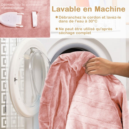 Couverture Chauffante Électrique 130X180Cm 4 Niveaux De Chauffage Télécommande Minuterie D'Arrêt Automatique 8H Couverture En Flanelle 5 Couleurs Au Choix