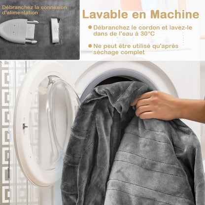 Couverture Chauffante Électrique 130X180Cm 4 Niveaux De Chauffage Télécommande Minuterie D'Arrêt Automatique 8H Couverture En Flanelle 5 Couleurs Au Choix