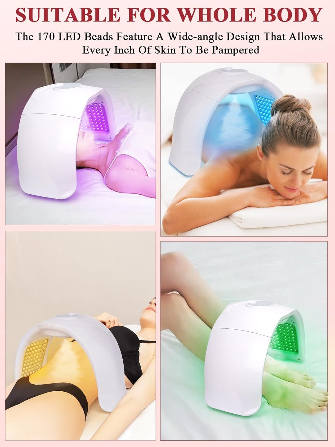 Masque Luminothérapie Visage, 7 Couleurs Led Visage Avec Infrarouge | Amovible Masque Facial LED Avec Fonction Spray, 170 Perles LED, Fonction De Circulation Pour Femme Anti-Âge Rajeunissement